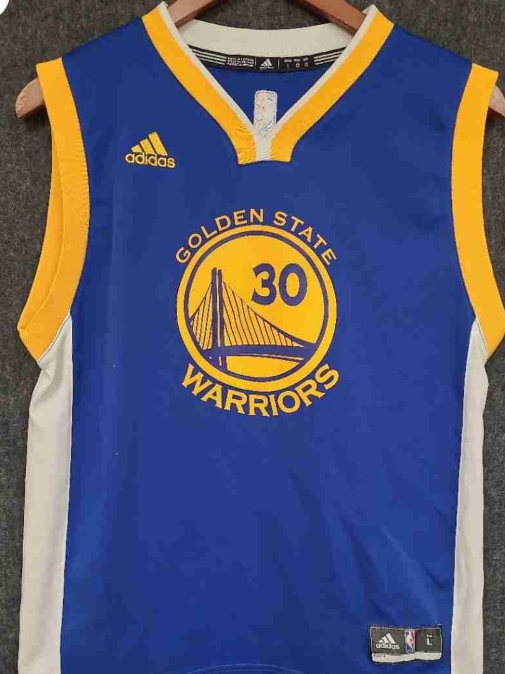 adidas STEPH CURRY #30 Blue and Yellow Golden State Warriors  Jersey YOUTH 14/16